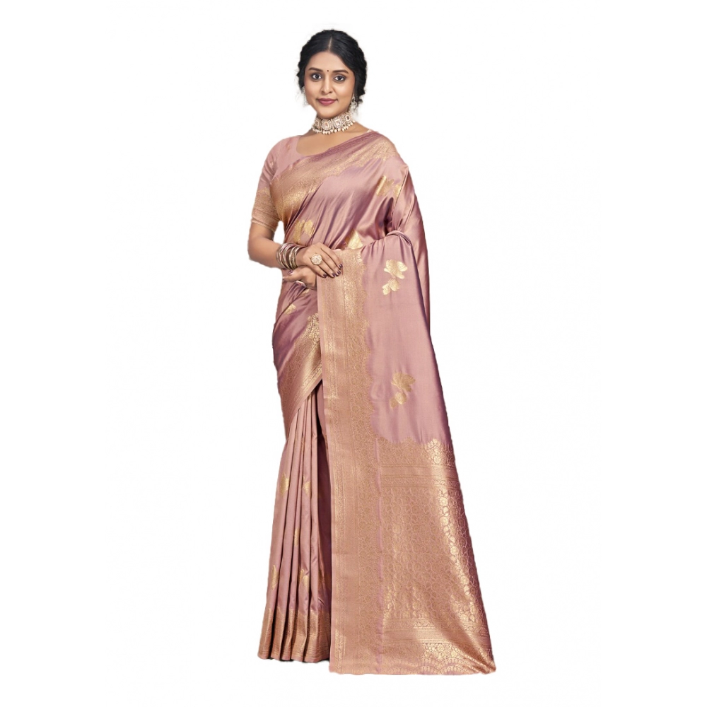 Generic Women's Silk Woven Design Saree With Unstitched Blouse 5.5Mtr (Fuchsia)