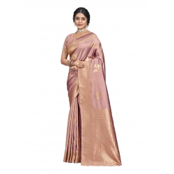 Generic Women's Silk Woven Design Saree With Unstitched Blouse 5.5Mtr (Fuchsia)