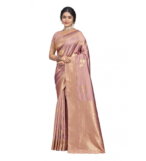 Generic Women's Silk Woven Design Saree With Unstitched Blouse 5.5Mtr (Fuchsia)