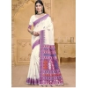 Generic Women's Cotton Printed Saree With Unstitched Blouse 5.5Mtr (Lavender)