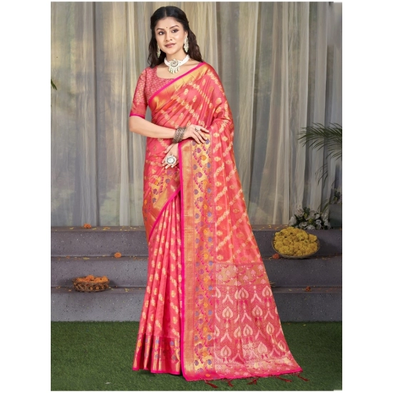Generic Women's Silk Woven Design Saree With Unstitched Blouse 5.5Mtr (Pink) Generic Women's Silk Woven Design Saree With Unstitched Blouse 5.5Mtr (Pink)