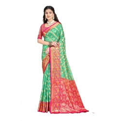 Generic Women's Silk Woven Design Saree With Unstitched Blouse 5.5Mtr (Green)