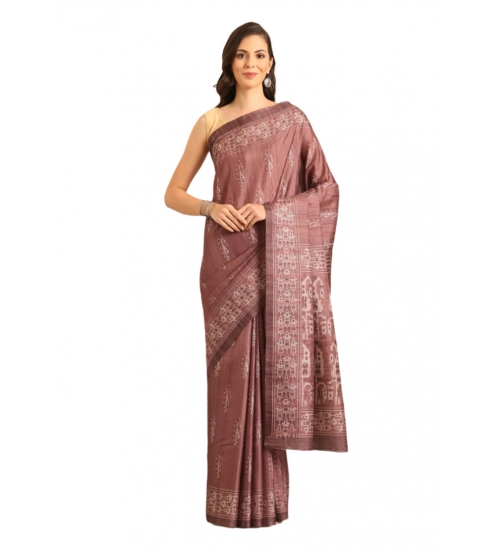 Generic Women's Cotton Printed Saree With Unstitched Blouse 5.5Mtr (OnionPink)