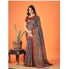Generic Women's Polyester Printed Saree With Unstitched Blouse 5.5Mtr (Grey)