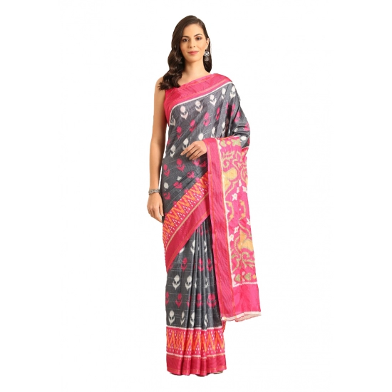 Generic Women's Cotton Printed Saree With Unstitched Blouse 5.5Mtr (Grey-Pink) Generic Women's Cotton Printed Saree With Unstitched Blouse 5.5Mtr (Grey-Pink)