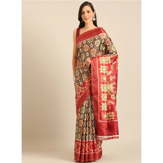 Generic Women's Cotton Printed Saree With Unstitched Blouse 5.5Mtr (Multicolor)