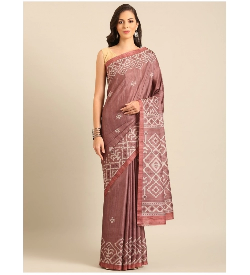 Generic Women's Cotton Printed Saree With Unstitched Blouse 5.5Mtr (OnionPink)
