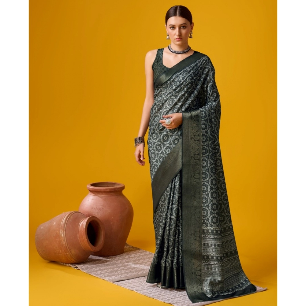 Generic Women's Cotton Printed Saree With Unstitched Blouse 5.5Mtr (Black) Generic Women's Cotton Printed Saree With Unstitched Blouse 5.5Mtr (Black)