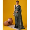Generic Women's Cotton Printed Saree With Unstitched Blouse 5.5Mtr (Black)