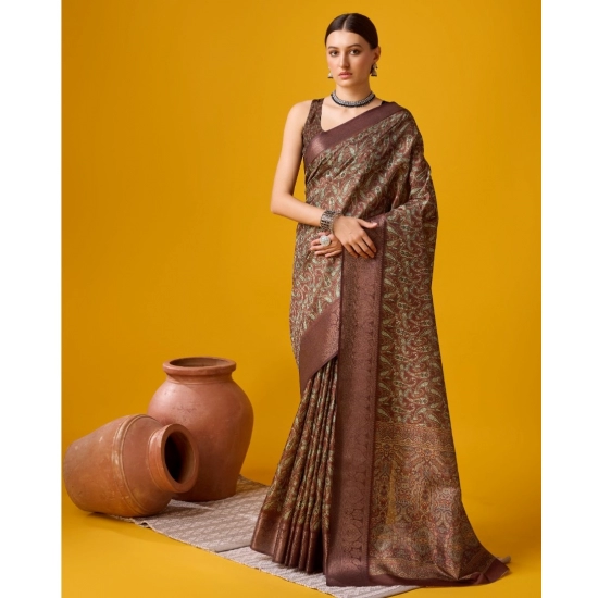 Generic Women's Cotton Printed Saree With Unstitched Blouse 5.5Mtr (Brown) Generic Women's Cotton Printed Saree With Unstitched Blouse 5.5Mtr (Brown)