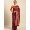 Generic Women's Cotton Woven Design Saree With Unstitched Blouse 5.5Mtr (Wine)