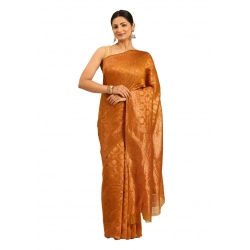 Generic Women's Cotton Woven Design Saree With Unstitched Blouse 5.5Mtr (Mustard)