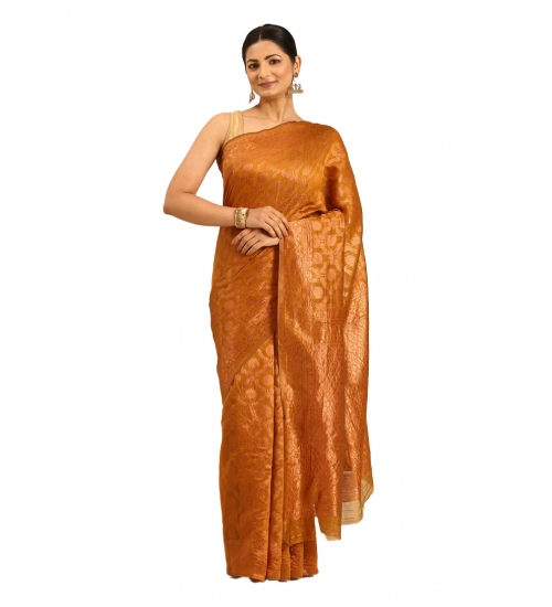 Generic Women's Cotton Woven Design Saree With Unstitched Blouse 5.5Mtr (Mustard)