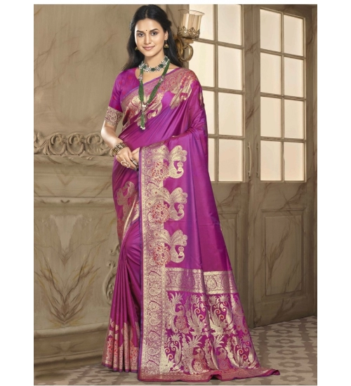 Generic Women's Silk Woven Design Saree With Unstitched Blouse 5.5Mtr (Pink)