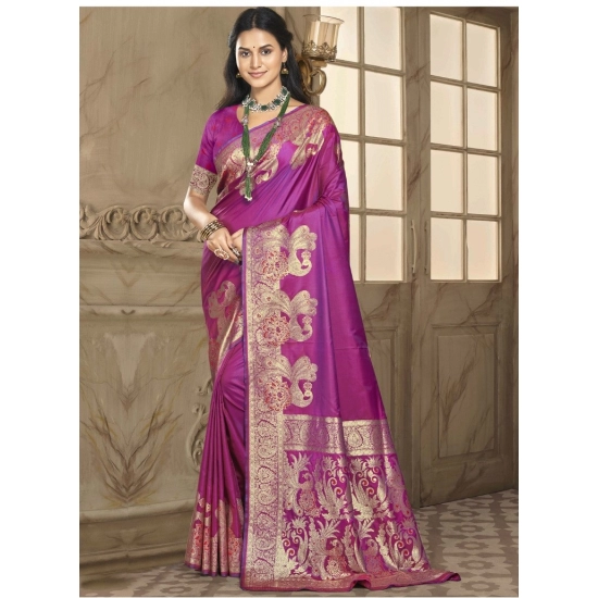 Generic Women's Silk Woven Design Saree With Unstitched Blouse 5.5Mtr (Pink)