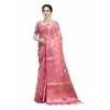 Generic Women's Organza Woven Design Saree With Unstitched Blouse 5.5Mtr (Pink)