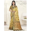 Generic Women's Organza Woven Design Saree With Unstitched Blouse 5.5Mtr (Yellow)