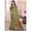 Generic Women's Organza Woven Design Saree With Unstitched Blouse 5.5Mtr (Green)