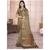 Generic Women's Organza Woven Design Saree With Unstitched Blouse 5.5Mtr (Grey)