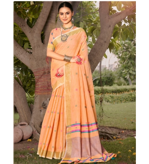 Generic Women's Cotton Printed Saree With Unstitched Blouse 5.5Mtr (Peach) Generic Women's Cotton Printed Saree With Unstitched Blouse 5.5Mtr (Peach)