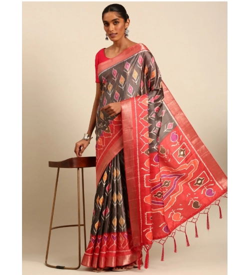 Generic Women's Cotton Printed Saree With Unstitched Blouse 5.5Mtr (Multicolor)