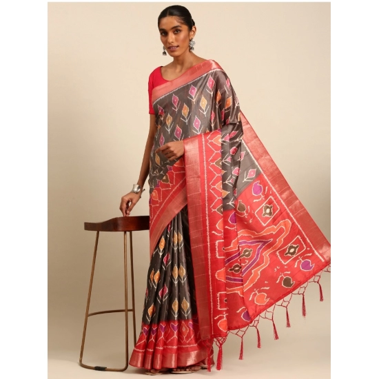 Generic Women's Cotton Printed Saree With Unstitched Blouse 5.5Mtr (Multicolor)