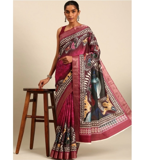 Generic Women's Cotton Printed Saree With Unstitched Blouse 5.5Mtr (Multicolor)