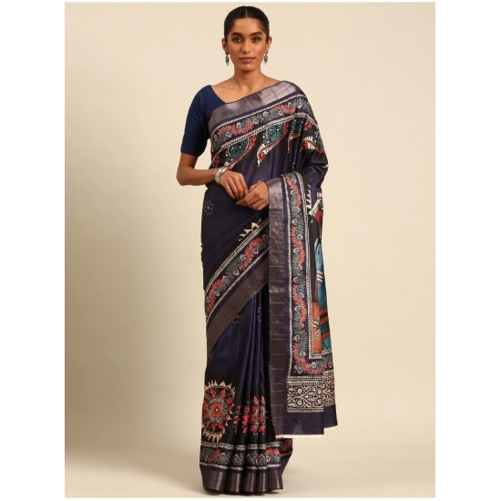 Generic Women's Cotton Printed Saree With Unstitched Blouse 5.5Mtr (Navy-Blue) Generic Women's Cotton Printed Saree With Unstitched Blouse 5.5Mtr (Navy-Blue)