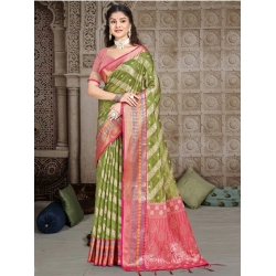 Generic Women's Silk Woven Design Saree With Unstitched Blouse 5.5Mtr (Green)