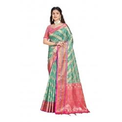 Generic Women's Silk Woven Design Saree With Unstitched Blouse 5.5Mtr (Green)