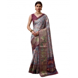 Generic Women's Cotton Printed Saree With Unstitched Blouse 5.5Mtr (Multicolor)