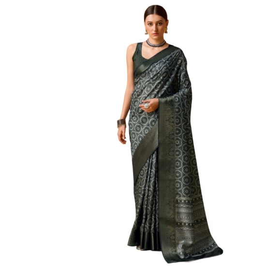 Generic Women's Cotton Printed Saree With Unstitched Blouse 5.5Mtr (Black) Generic Women's Cotton Printed Saree With Unstitched Blouse 5.5Mtr (Black)