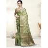 Generic Women's Organza Woven Design Saree With Unstitched Blouse 5.5Mtr (Green)