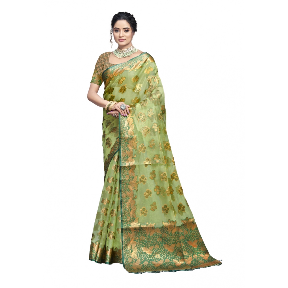 Generic Women's Organza Woven Design Saree With Unstitched Blouse 5.5Mtr (Green) Generic Women's Organza Woven Design Saree With Unstitched Blouse 5.5Mtr (Green)