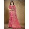 Generic Women's Organza Woven Design Saree With Unstitched Blouse 5.5Mtr (Pink)