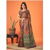 Generic Women's Polyester Printed Saree With Unstitched Blouse 5.5Mtr (Multicolor)