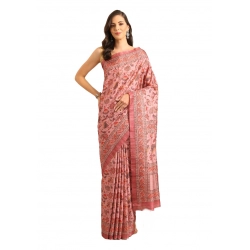 Generic Women's Cotton Printed Saree With Unstitched Blouse 5.5Mtr (Pink)