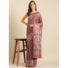 Generic Women's Cotton Printed Saree With Unstitched Blouse 5.5Mtr (OnionPink)