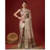 Generic Women's Cotton Printed Saree With Unstitched Blouse 5.5Mtr (Grey)