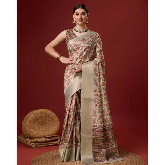 Generic Women's Cotton Printed Saree With Unstitched Blouse 5.5Mtr (Grey) Generic Women's Cotton Printed Saree With Unstitched Blouse 5.5Mtr (Grey)