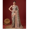 Generic Women's Cotton Printed Saree With Unstitched Blouse 5.5Mtr (Peach)