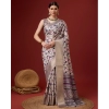 Generic Women's Cotton Printed Saree With Unstitched Blouse 5.5Mtr (Cream)