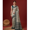 Generic Women's Cotton Printed Saree With Unstitched Blouse 5.5Mtr (Green)