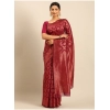 Generic Women's Cotton Woven Design Saree With Unstitched Blouse 5.5Mtr (Magenta)