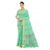 Generic Women's Cotton Printed Saree With Unstitched Blouse 5.5Mtr (Green)