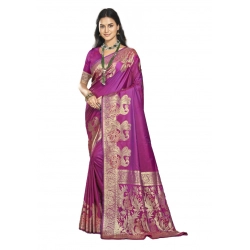 Generic Women's Silk Woven Design Saree With Unstitched Blouse 5.5Mtr (Pink)