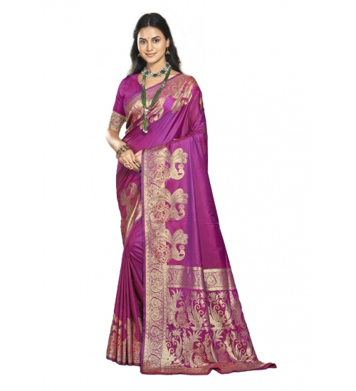 Generic Women's Silk Woven Design Saree With Unstitched Blouse 5.5Mtr (Pink)