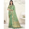 Generic Women's Organza Woven Design Saree With Unstitched Blouse 5.5Mtr (Green)