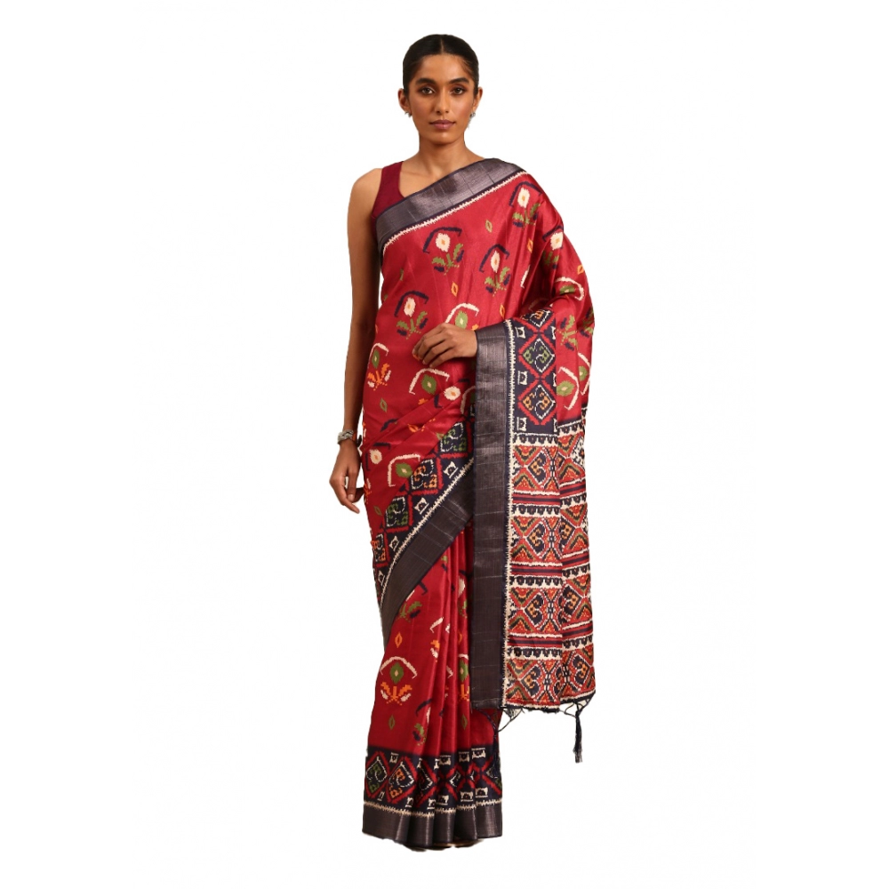 Generic Women's Cotton Printed Saree With Unstitched Blouse 5.5Mtr (Red) Generic Women's Cotton Printed Saree With Unstitched Blouse 5.5Mtr (Red)