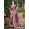 Generic Women's Silk Woven Design Saree With Unstitched Blouse 5.5Mtr (Purple)
